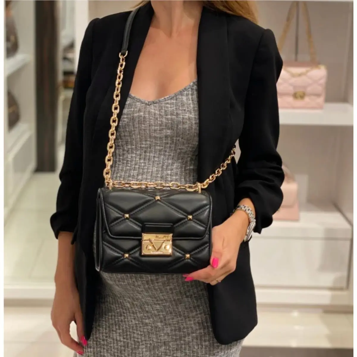 Michael Kors Serena Small Flap Vegan Crossbody Bag In Black