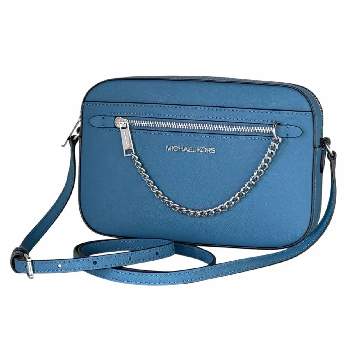 Michael Kors Jet Set Item East West Zip Chain Crossbody Bag Cornflower Blue
