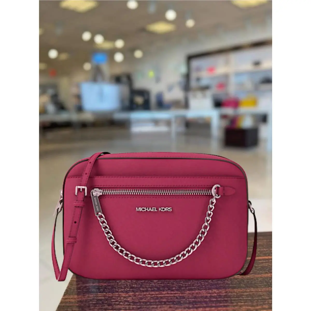 Michael Kors Jet Set Item East West Zip Chain Crossbody Bag Cornflower Blue