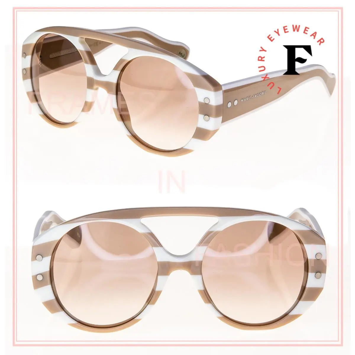 Marc Jacobs 502 Fashion Show Style White Beige Stripe Sailor MJ502S Sunglasses