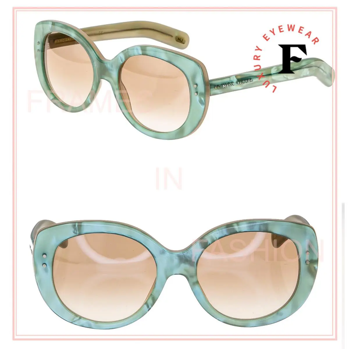Marc Jacobs 367 Fashion Pearl Aqua Green Oval Chunky Summer MJ367S Sunglasses