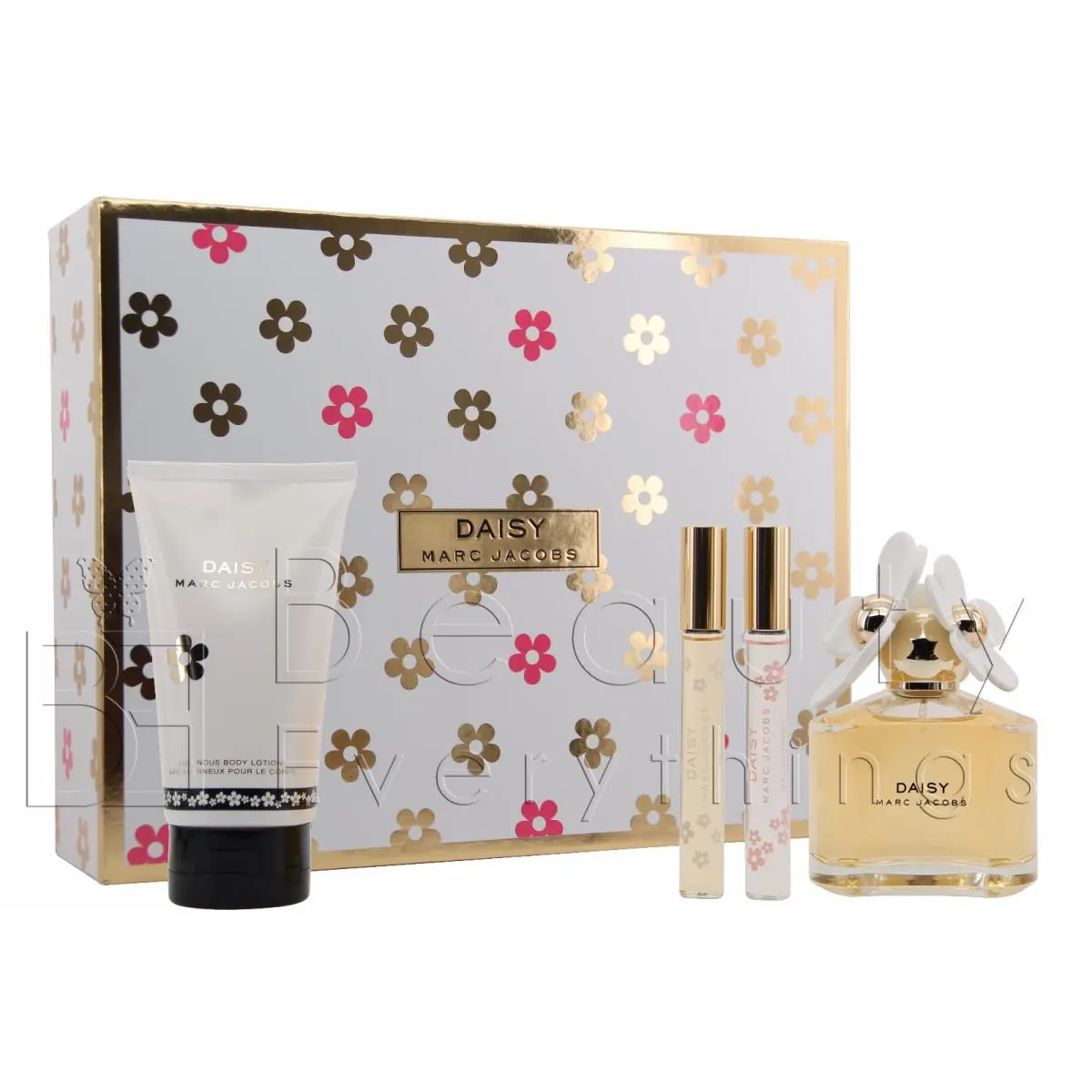 Marc Jacobs Daisy 4PC Gift Set 3.4oz Edt + 5.1oz B/l+ 2PC Rollerball