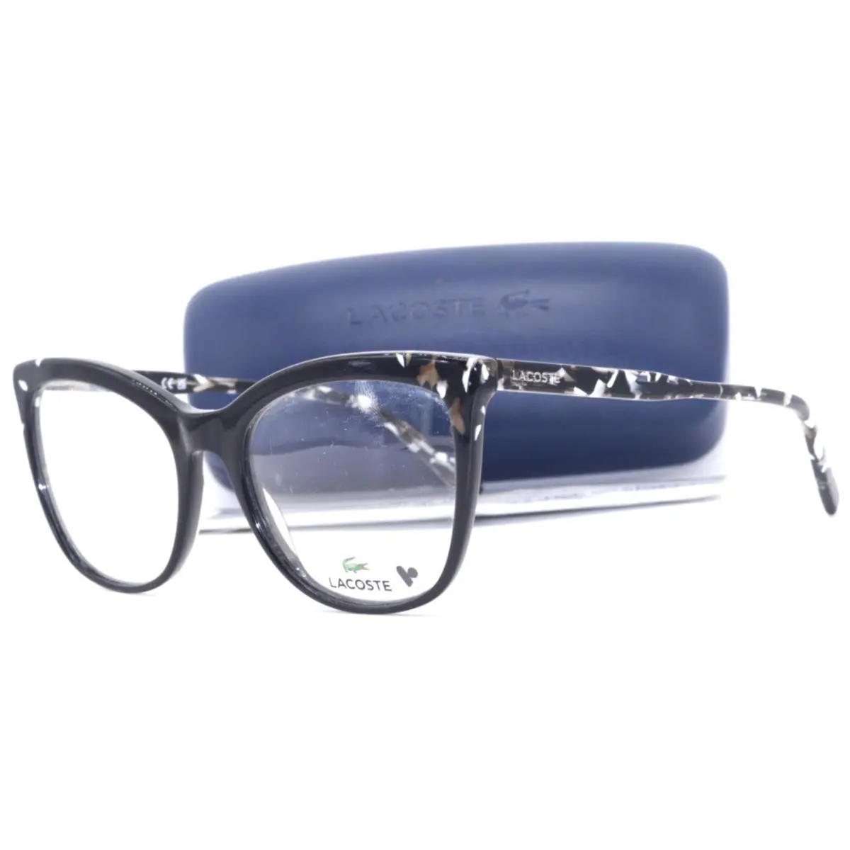 Lacoste L2884 001 Shiny Black with White Marble Decor Eyeglasses 57-20