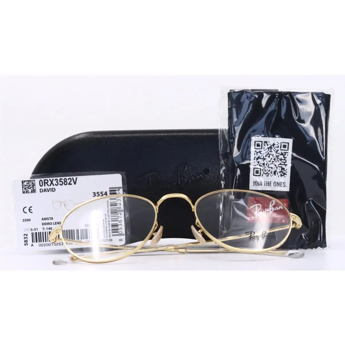 Ray-ban RB 3582V David 2500 Gold Round Unisex Full Rim Eyeglasses 51-20-140