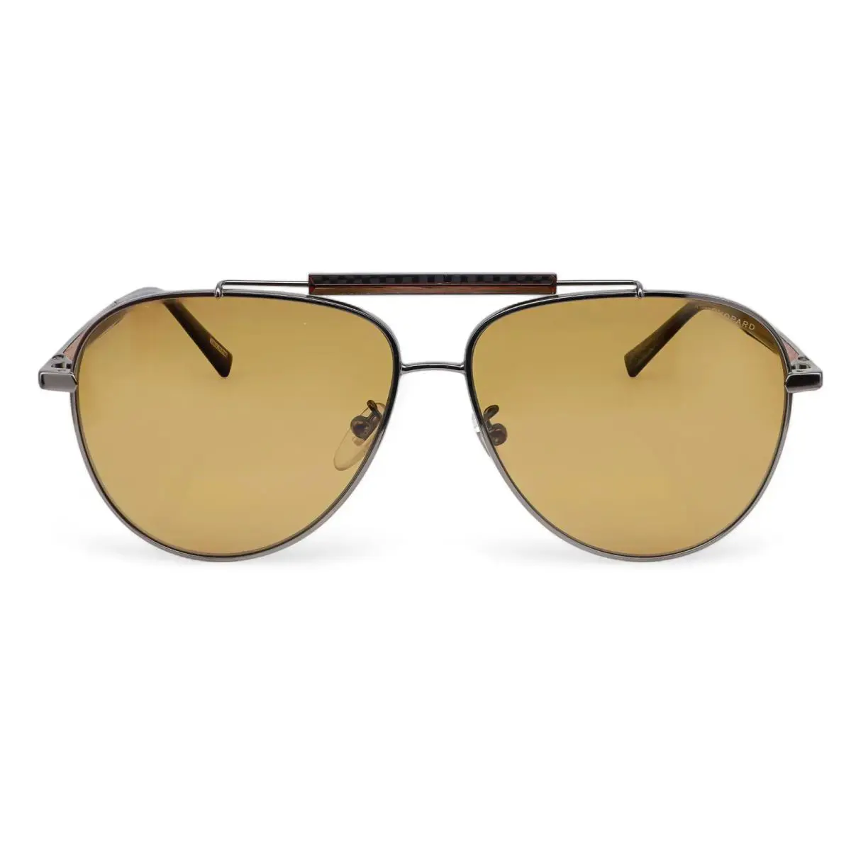Chopard Shiny Gunmetal Metal Frame Yellow Polarized Lens Sunglasses 95221-0527