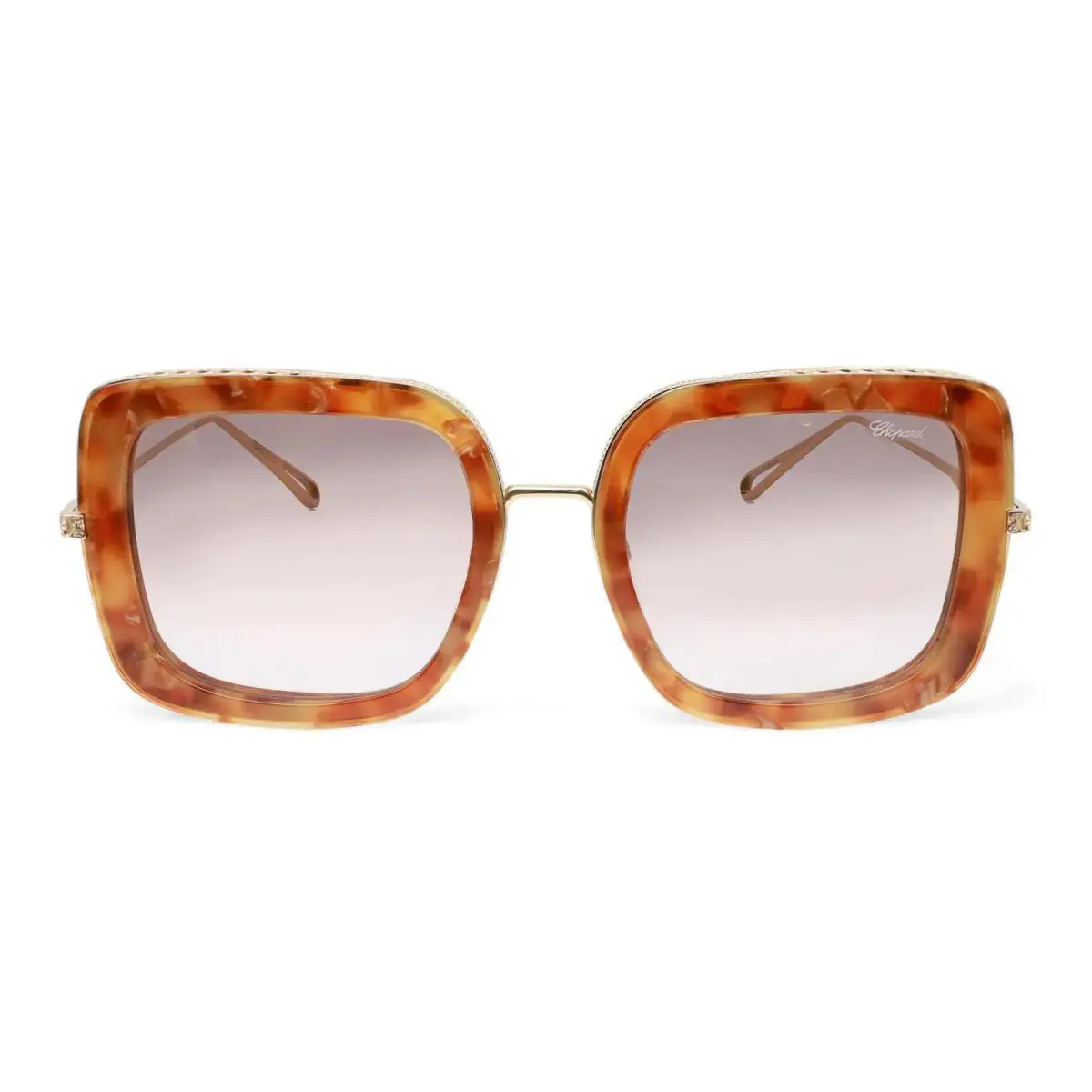 Chopard Acetate Shiny Rose Gold Frame Brown Gradient Lens Sunglasses 95221-0453