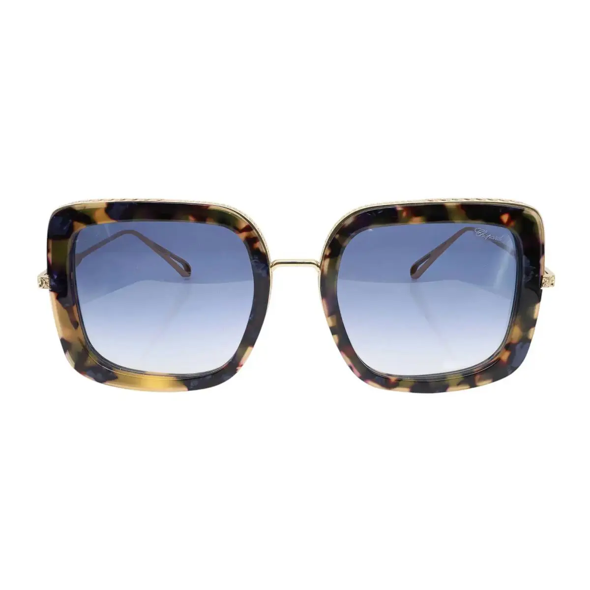Chopard Titanium Shiny Rose Gold Frame Gradient Blue Lens Sunglasses 95221-0452