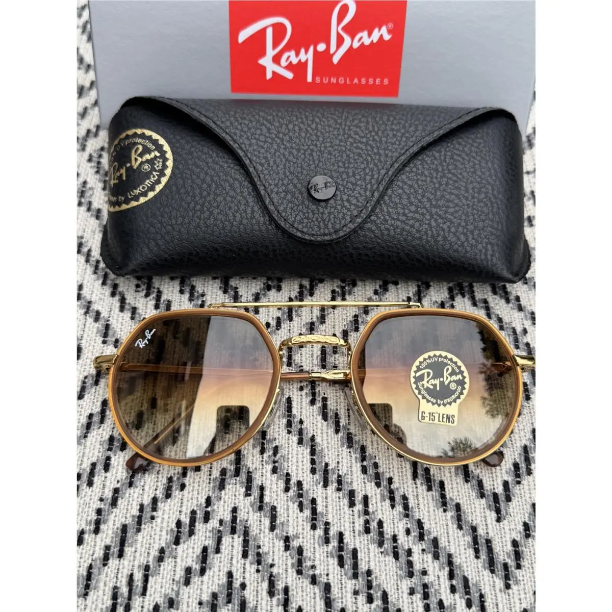Ray-ban RB3765 Gold / Gradient Brown 001/51 Size 53mm Sunglasses