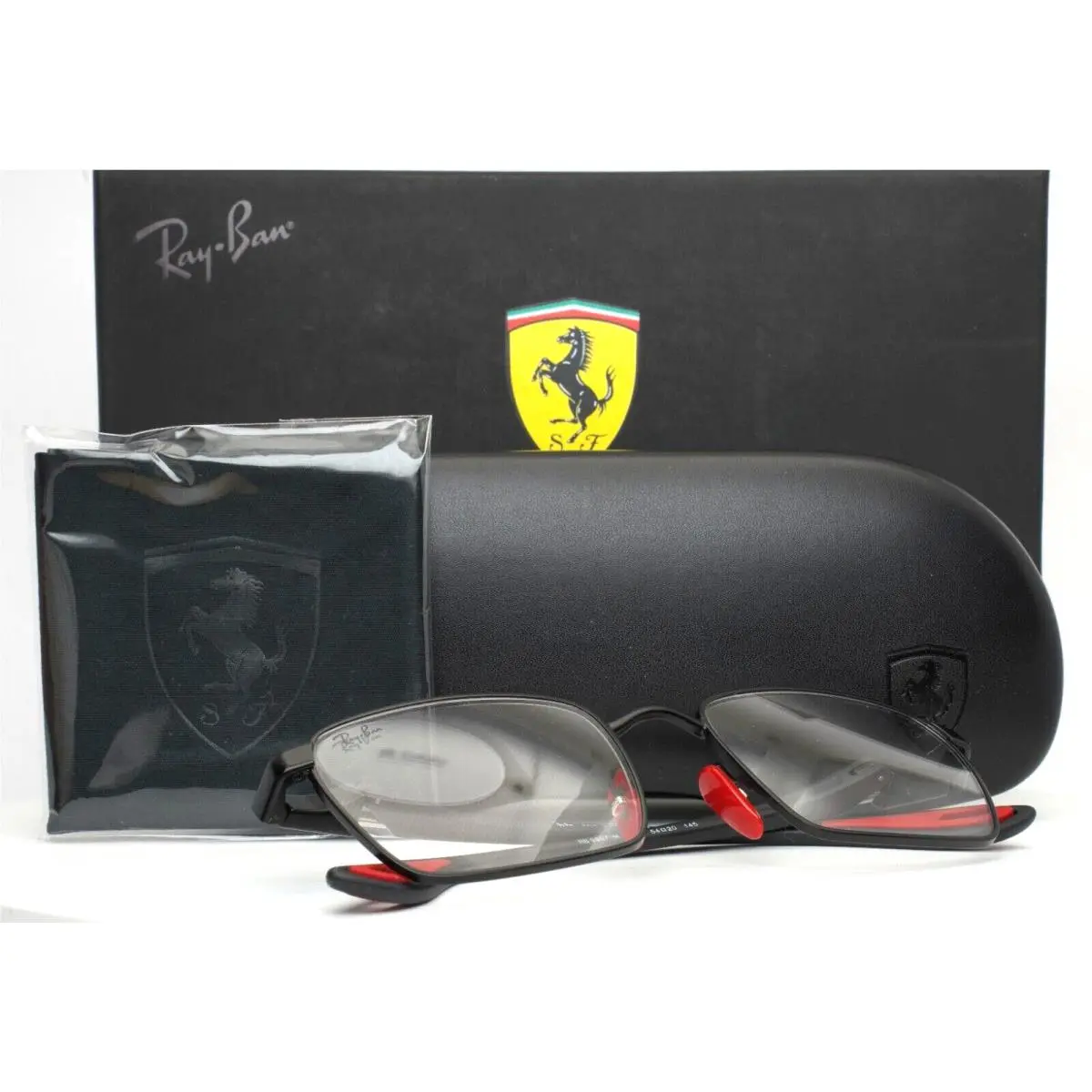 Ray Ban RB6507-M Ferrari F002 Black Mens Rectangle Eyeglasses 54-20-145 B:39