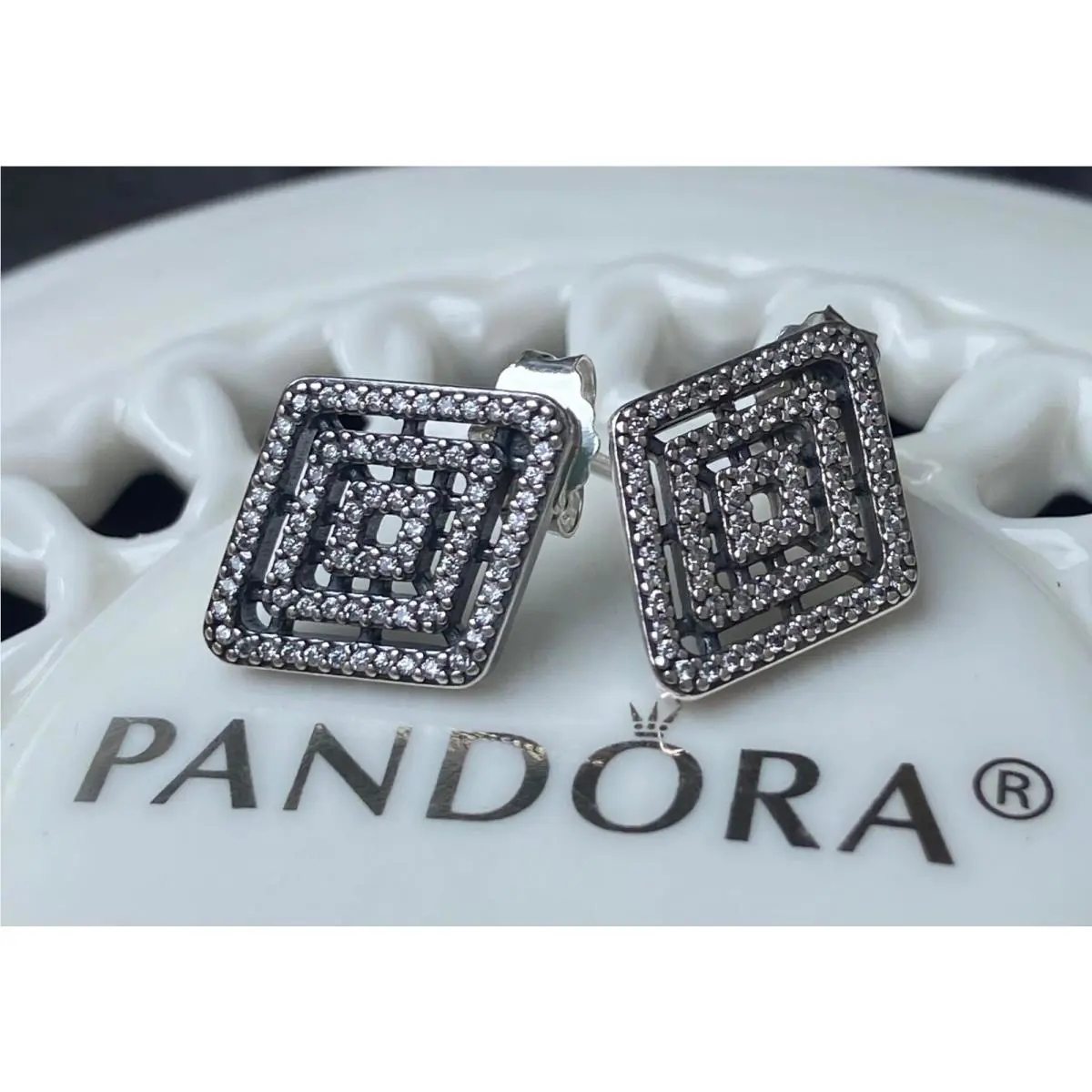 Pandora Geometric Lines Stud Earrings 296208CZ