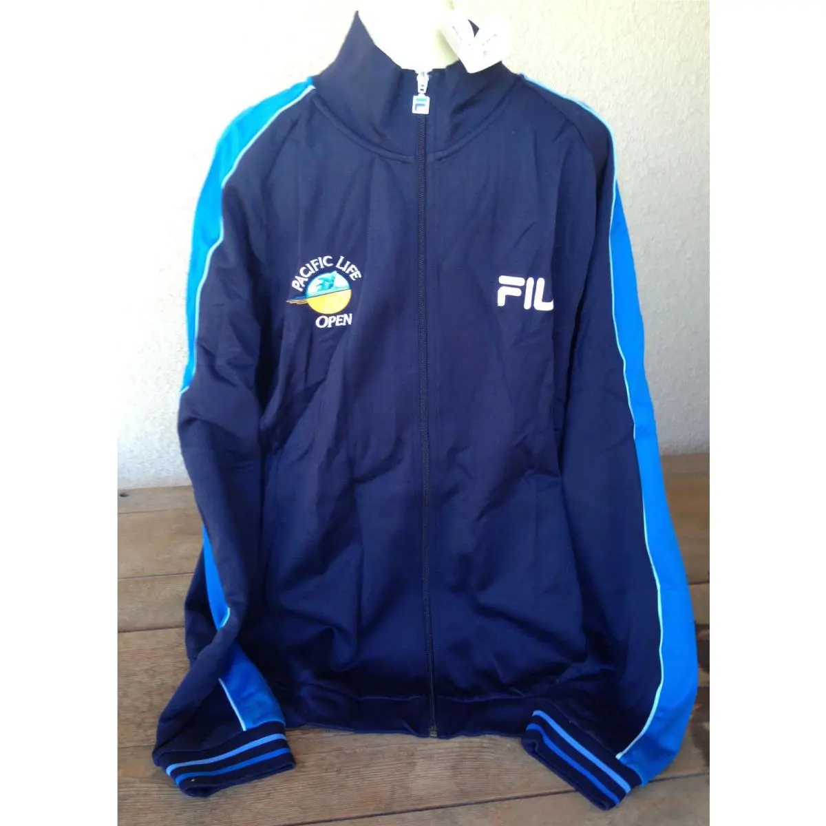 Mens Fila Pacific Life Open Jersey Jacket Xxl Navy Blue Turquoise Tennis CA