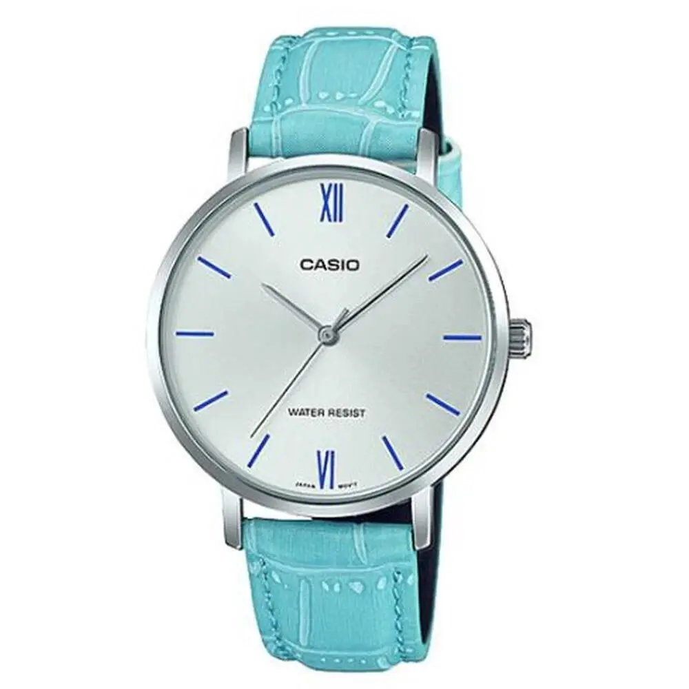 LTP-VT01L-7B3 Women`s Analog Quartz Watch Silver Dial Blue Leather Ban by Casio