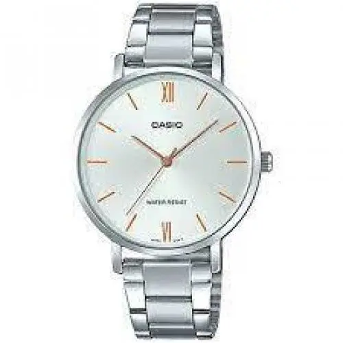Casio MTP-VT01D-7B Stainless Steel Analog Mens Watch MTP-VT01 - Dial: Silver