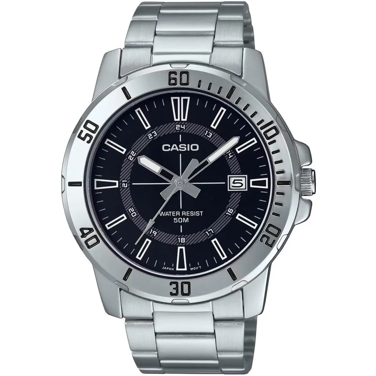 Casio MTP-VD01D-1CV Men`s Enticer Stainless Steel Black Dial Casual Sport Watch