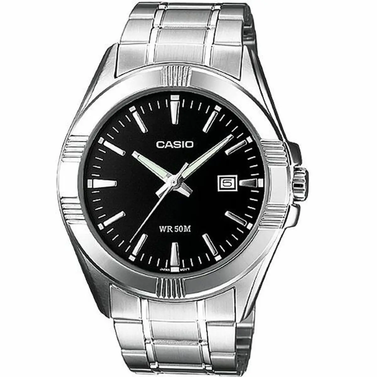 Men`s Stainless Steel Bracelet Black Dial Analog Watch MTP-1308D-1AVDF by Casio