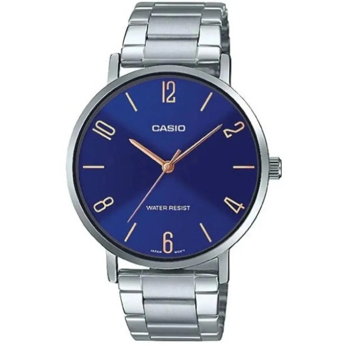 Casio LTP-VT01D-2B2 Women`s Blue Dial Stainless Steel Analog Watch w/ Box - Silver, Dial: Blue, Band: Silver