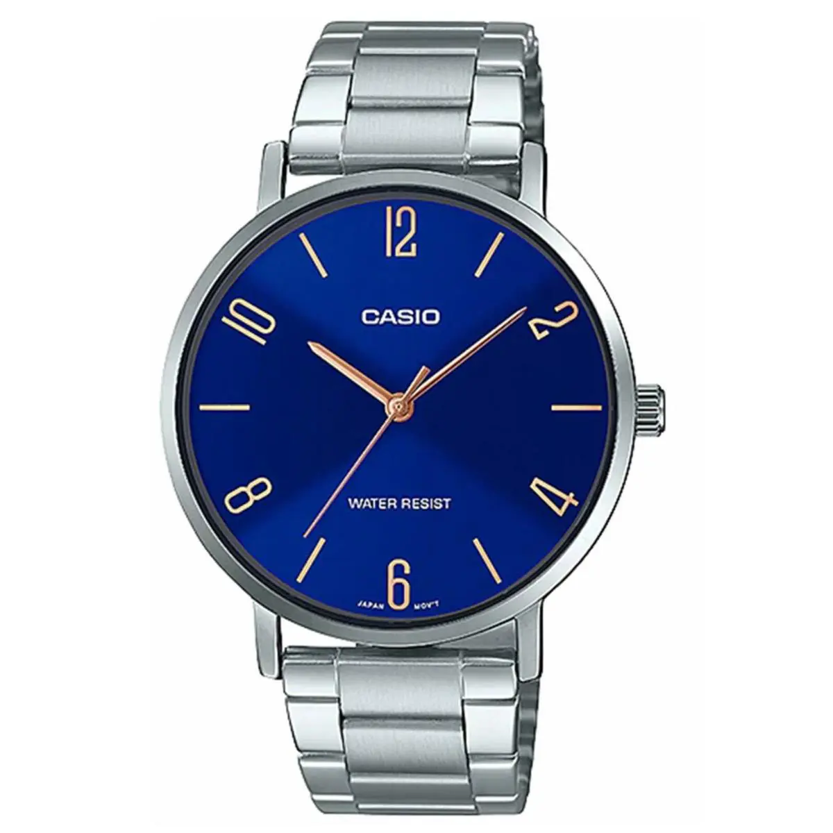 Casio LTP-VT01D-2B2 Women`s Minimalistic Stainless Steel Blue Dial Brown Watch