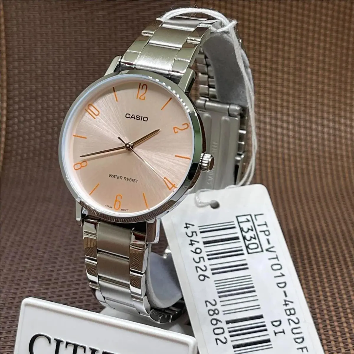 LTP-VT01D-4B2 Stainless Steel Minimalistic Pink Analog Ladies Dress Watch by Casio