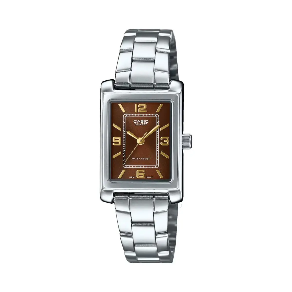 Casio Standard Brown Dial Quartz Dress Women`s Ladies Watch LTP-1234DD-5A - Dial: Brown, Band: Silver, Bezel: Silver