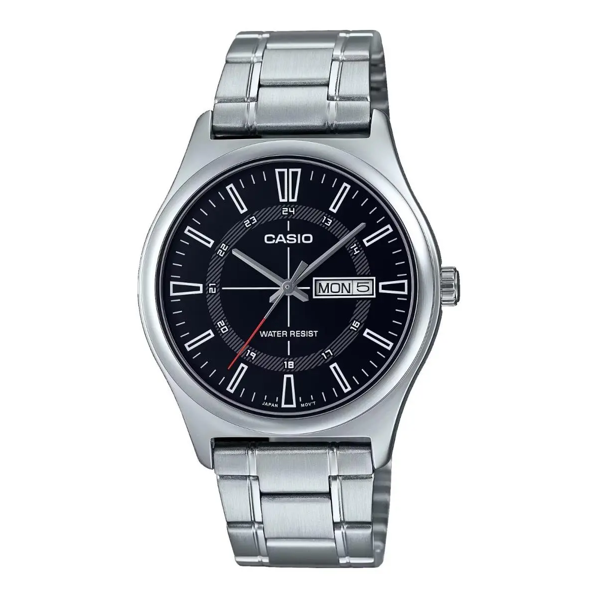 Casio MTP-V006D-1C Men`s Standard Stainless Steel Black Dial Day Date Watch