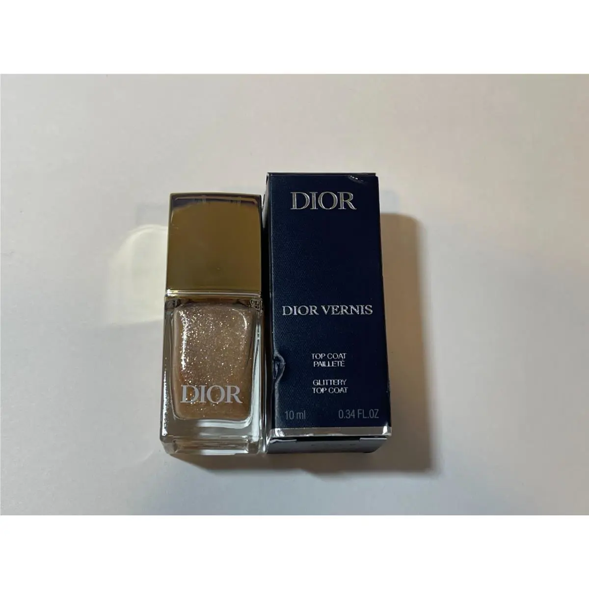 Lumiere Nail Polish Glittery Gold Glitter Top Coat Limited Holiday 114 by Dior