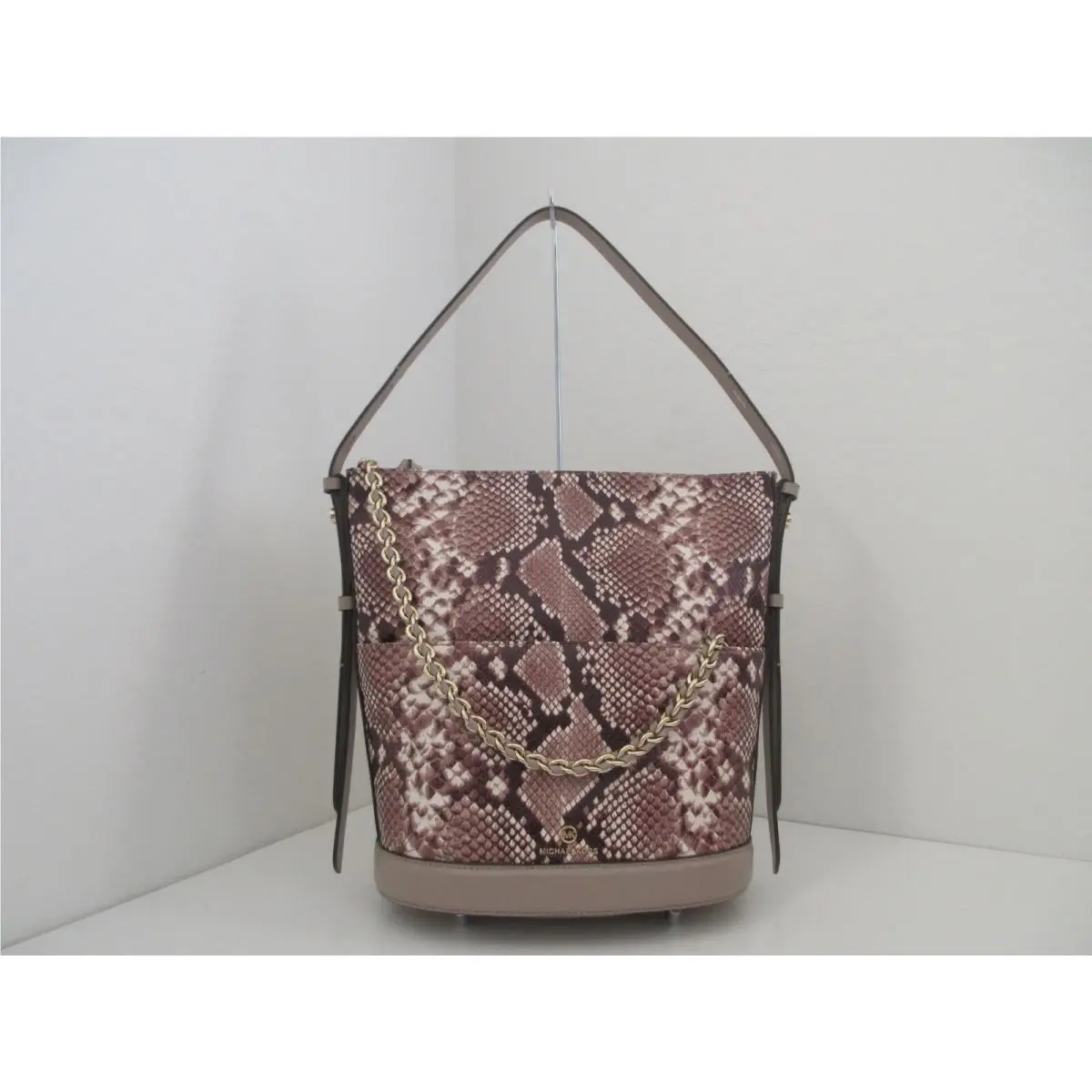 Michael Kors Reese Large Embossed Leather Shoulder BAG-$378-NATURAL