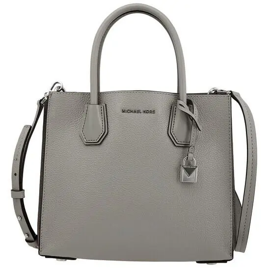 Michael Kors Mercer MK MD Accordion Convertible Tote Bag Grey Leather 30F8SM9T2T
