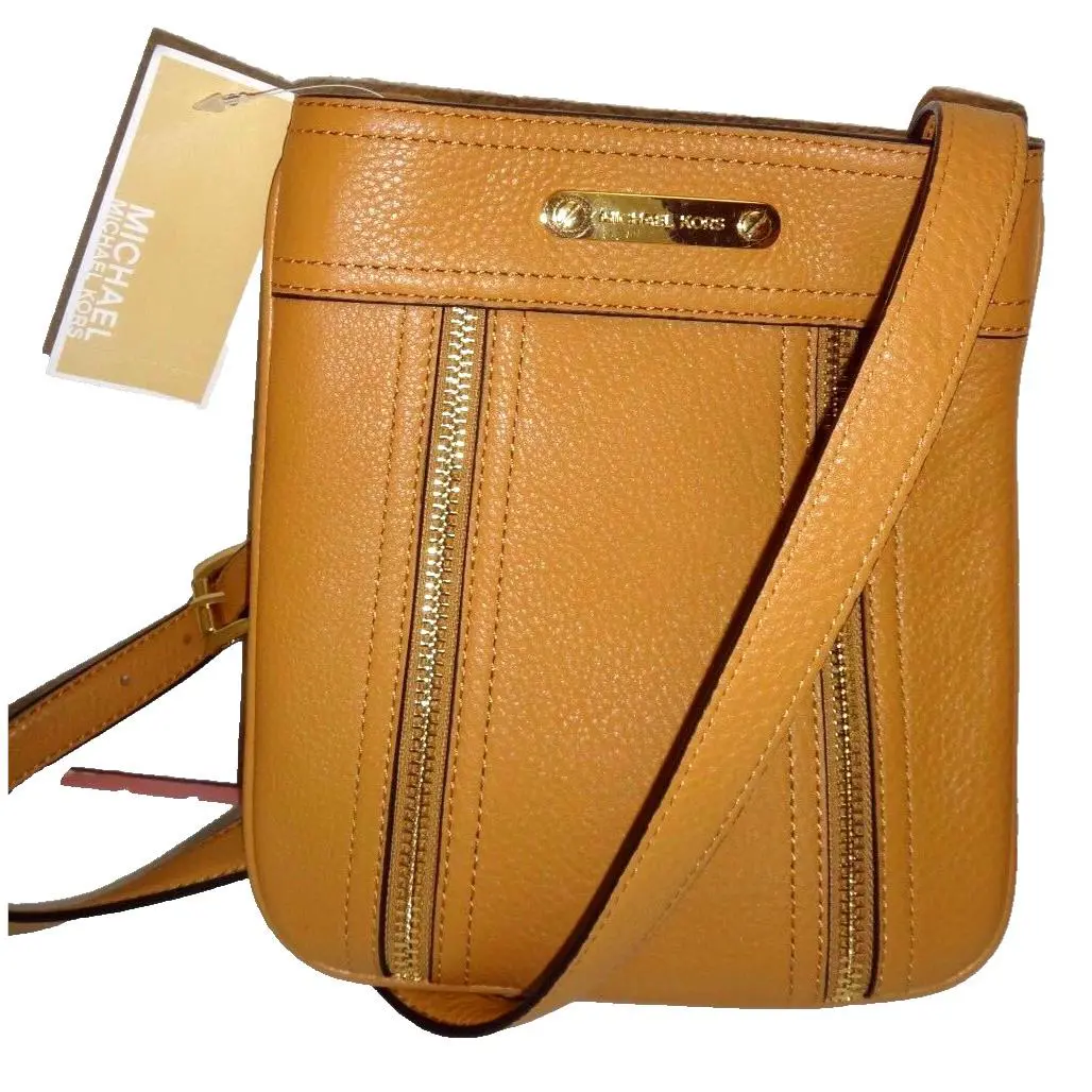 Michael Kors Moxley MK Cross-body Shoulder Pocket Bag Messenger Peanut Leather