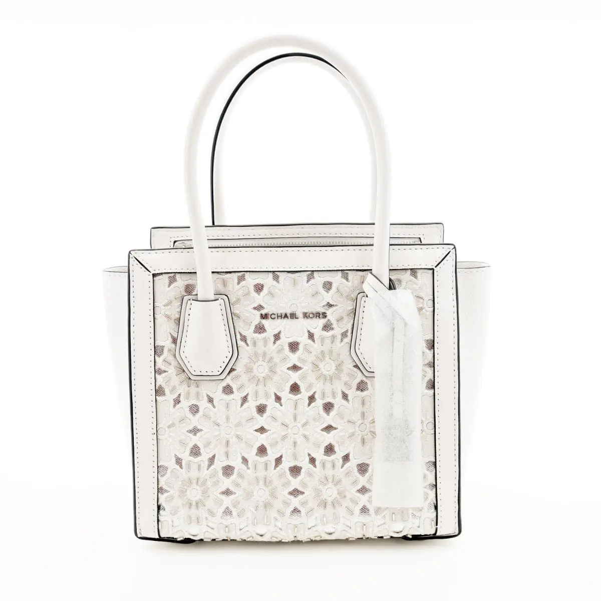 Michael Kors Mercer Medium Messenger Crossbody Bag Optic White / Silver