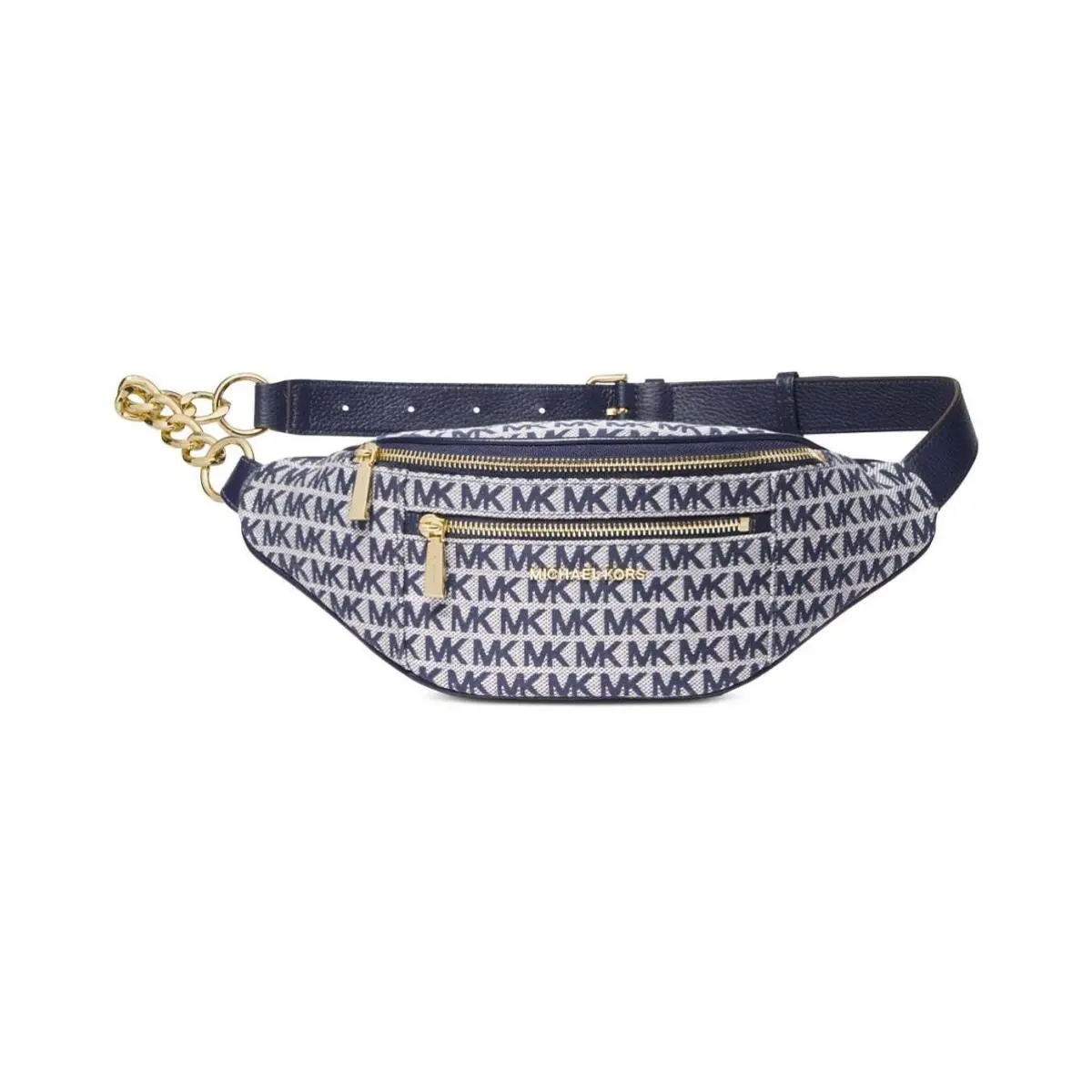 Kors Mott Leather Logo Waistpack Fanny Pack Blue