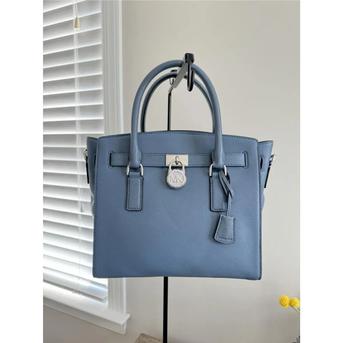 Michael Kors Hamilton Denim Leather Top Handle Large Satchel