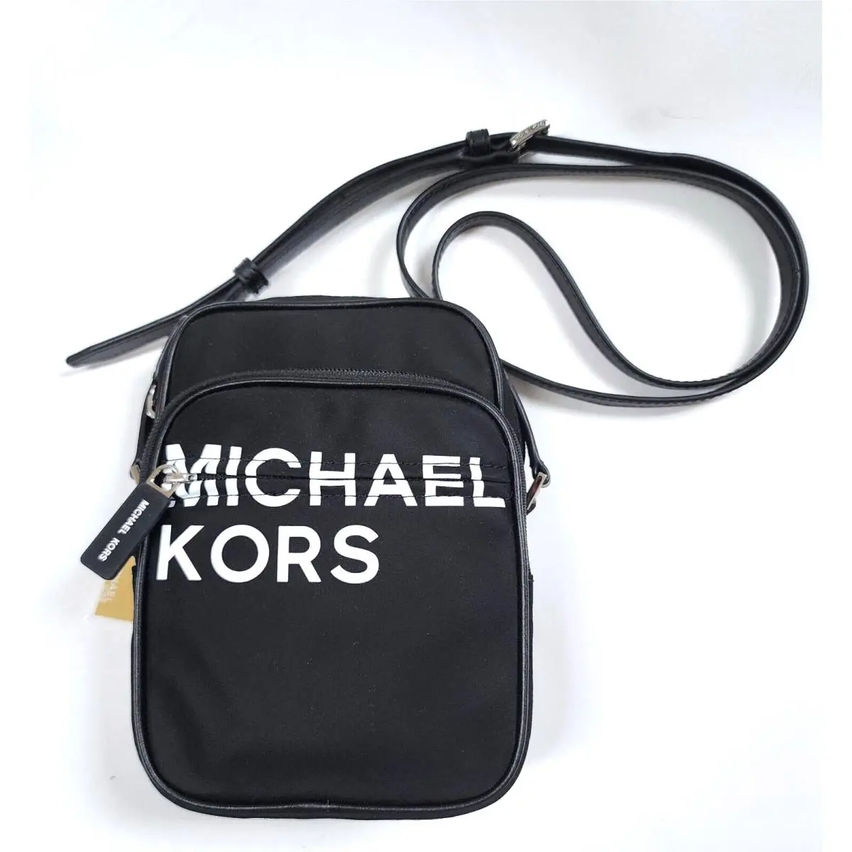 Michael Kors Small NS Sport Black White Silver Crossbody Hand Bag