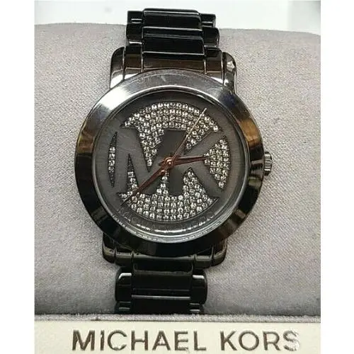 Michael Kors MK3543 Grey Pave Dial Gunmetal Stainless Steel Women`s Watch