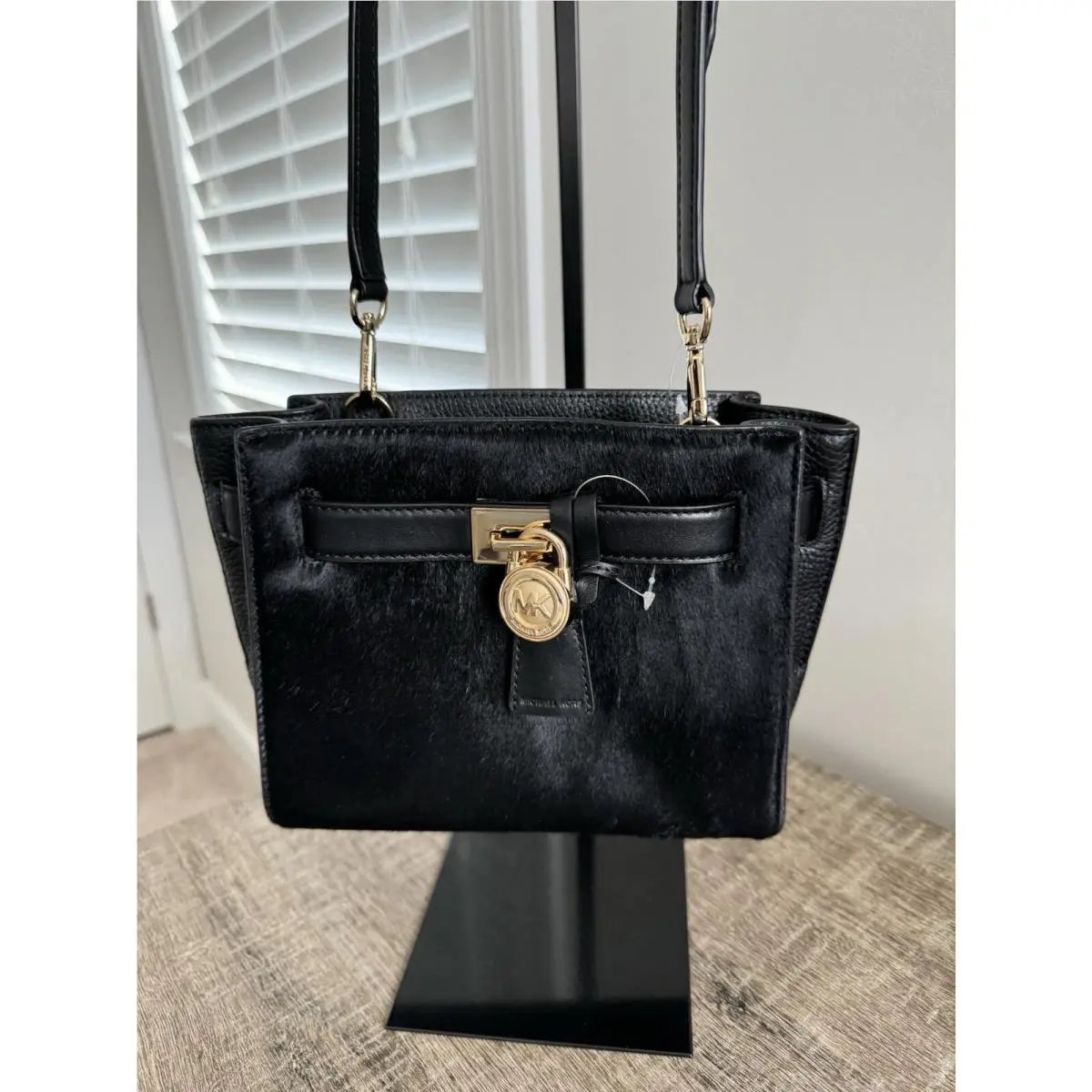Michael Kors Hamilton Traveler Messenger Cross-body Bag In Black Haircalf