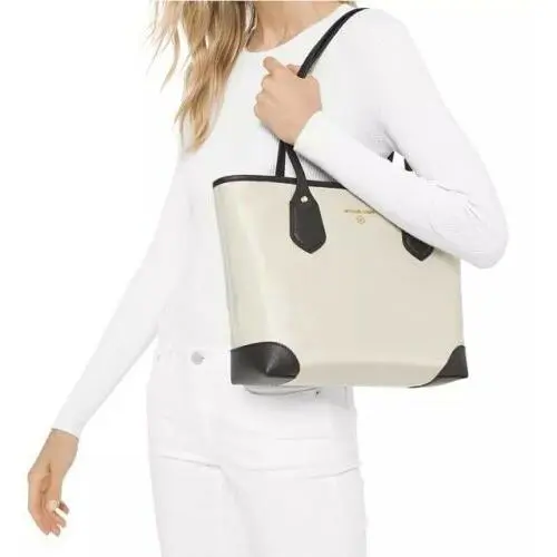 Michael Kors Eva Nylon Top Zip Tote Shoulder Handbag - Exterior: White