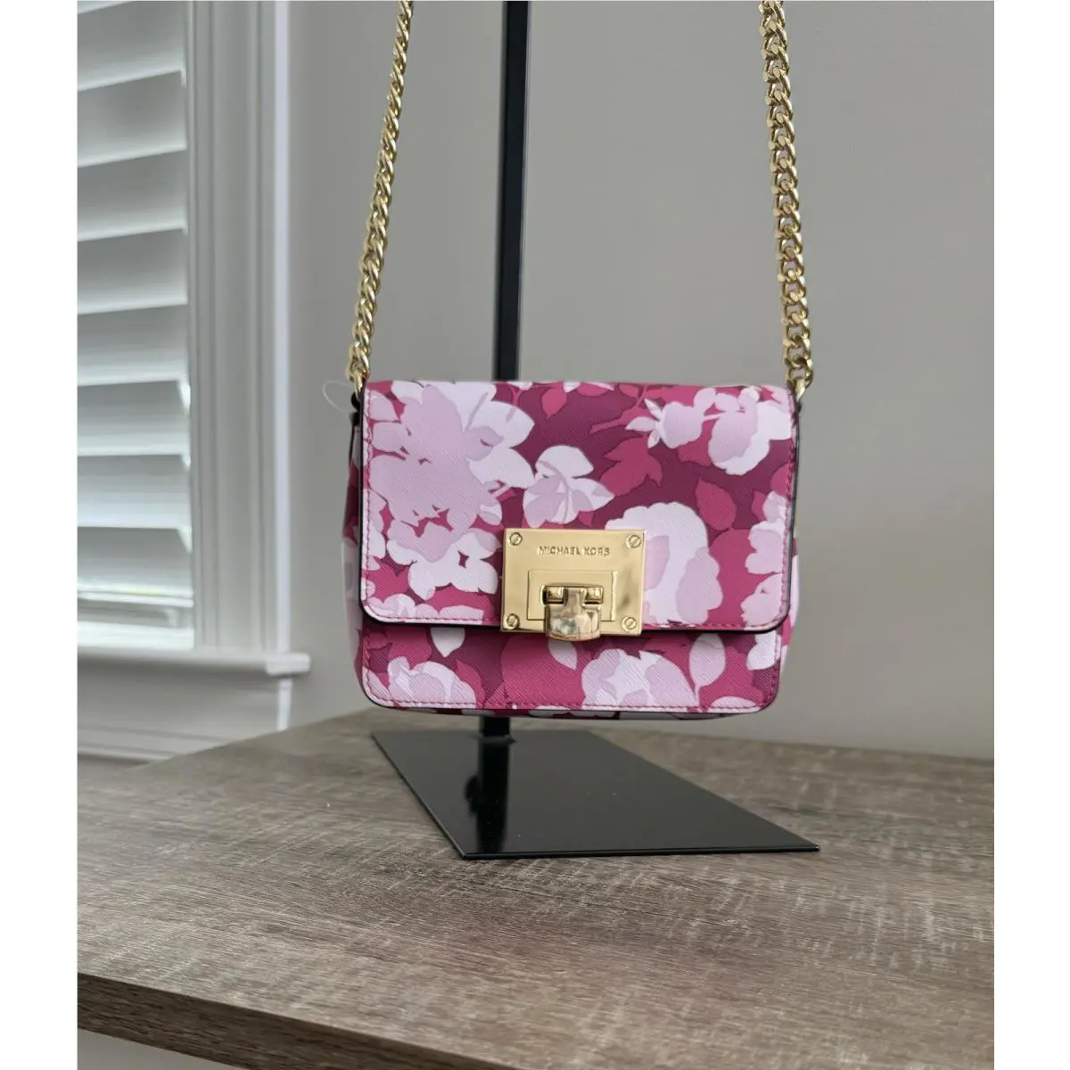 Michael Kors Tina Small Mini Chained Flap Clutch Crossbody - Granita Pink Floral