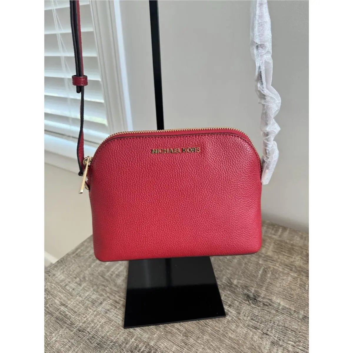 Michael Kors Adele Dome Scarlet Red Leather Crossbody Bag MSRP:$248