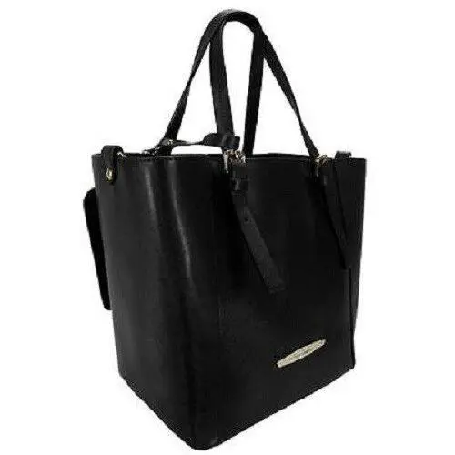 Black Leather  Structured Tote/shoulder 1335-S Nero Made in Italy by Pierre Cardin
