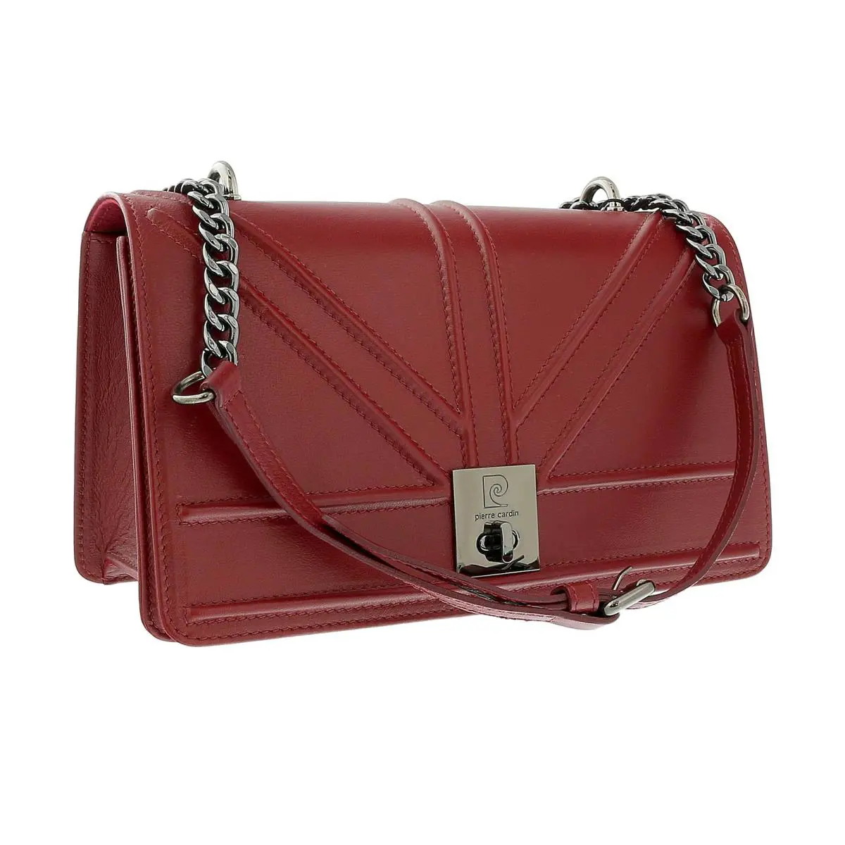 Pierre Cardin Burgundy Leather Small Structured Shoulder Bag