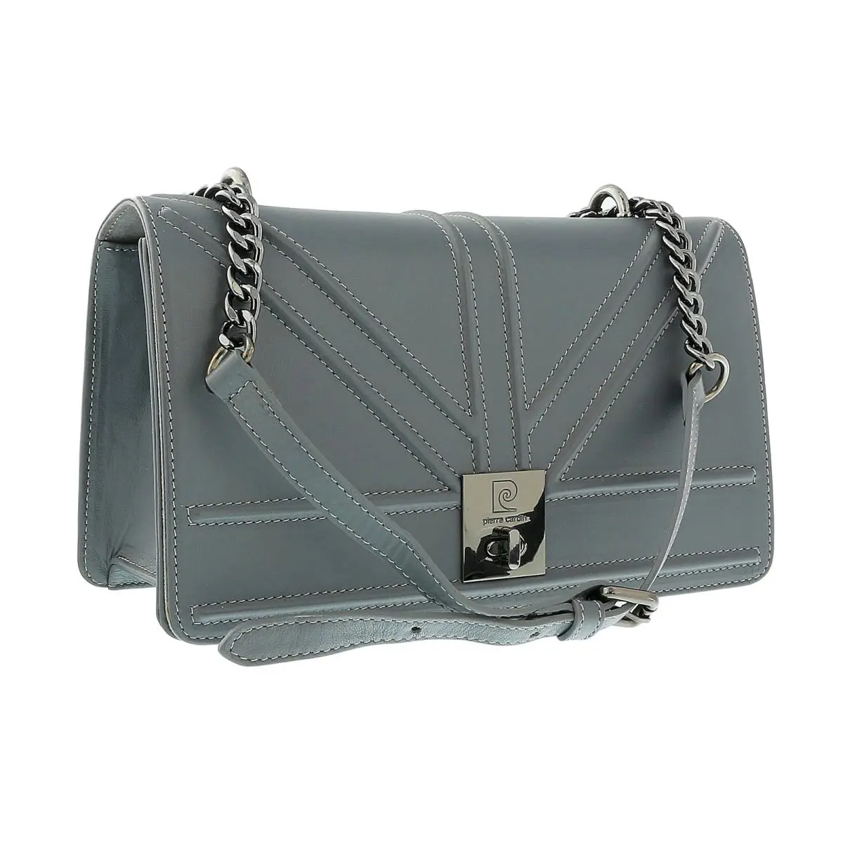 Pierre Cardin Grey Leather Small Structured Shoulder Bag