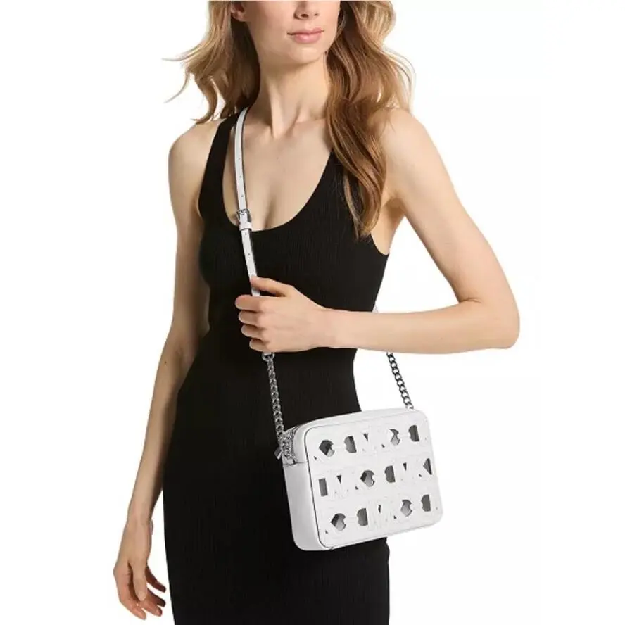 Michael Kors Jet Set Large East West Crossbody Optic White