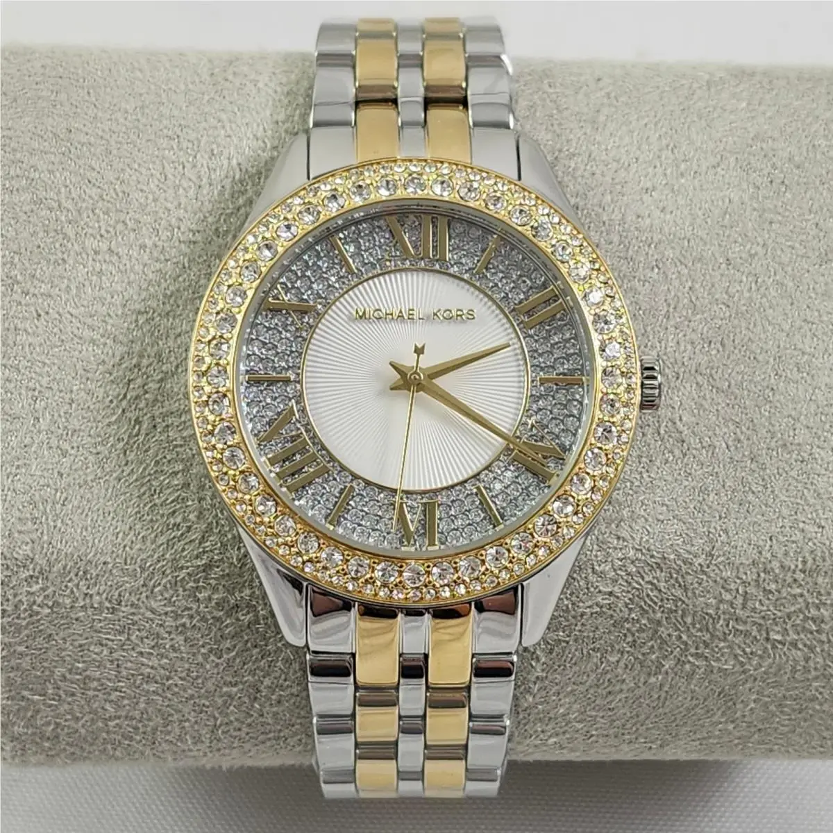 Harlowe Pave Crystal Two Tone Silver Gold Watch MK4811 by Michael Kors