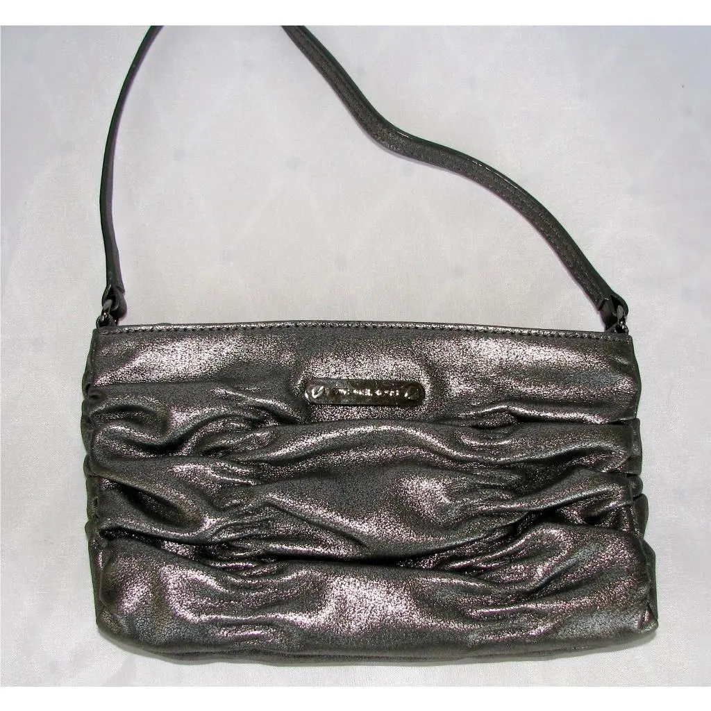 Michael Kors Gunmetal Gray Silver Leather Webster Wristlet Bag