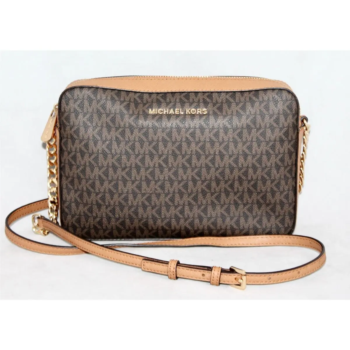 Michael Kors Slater Medium Sling Pack Crossbody Signature Messenger Brown Acorn