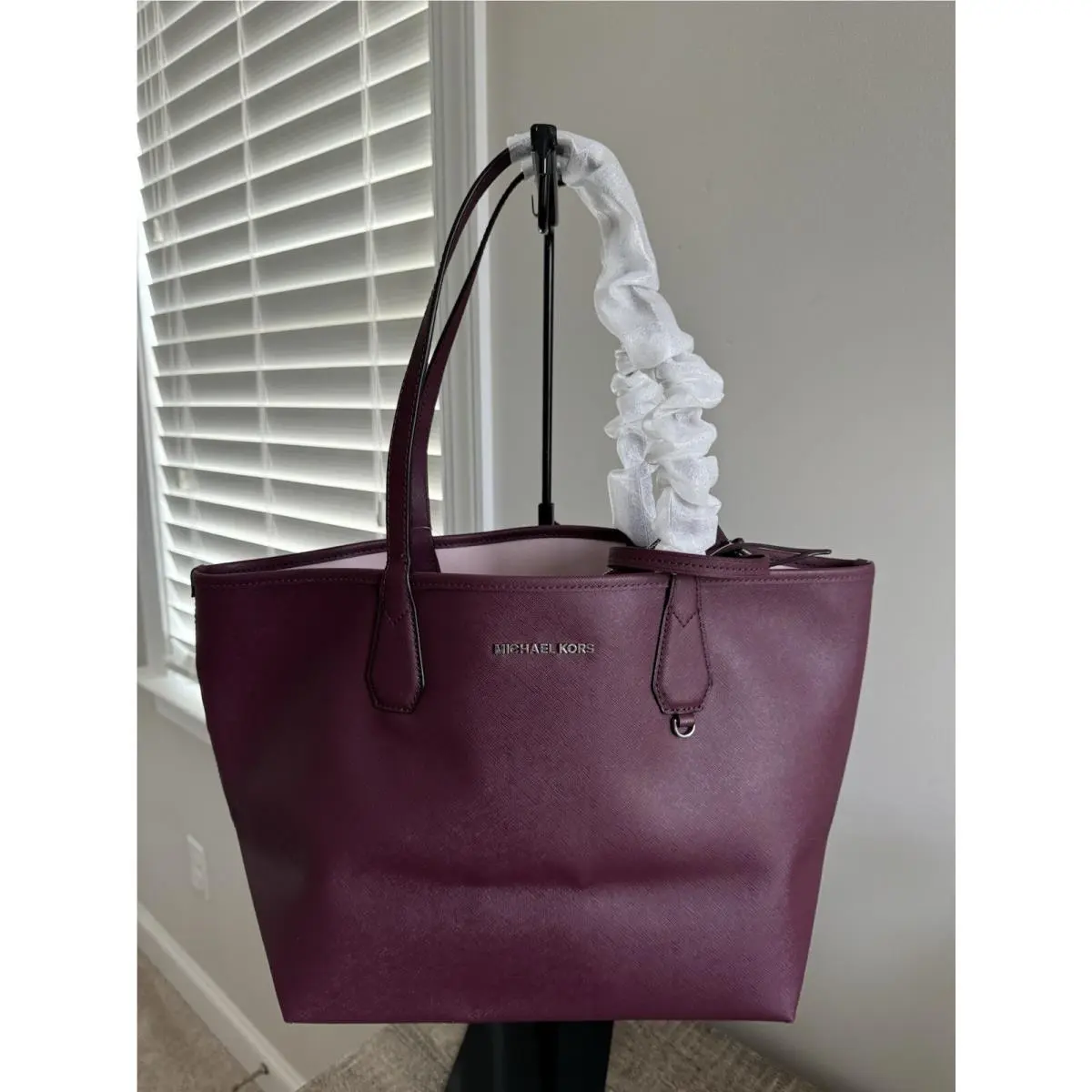 Saffiano Leather Candy Large Reversible Tote Plum/blossom by Michael Kors