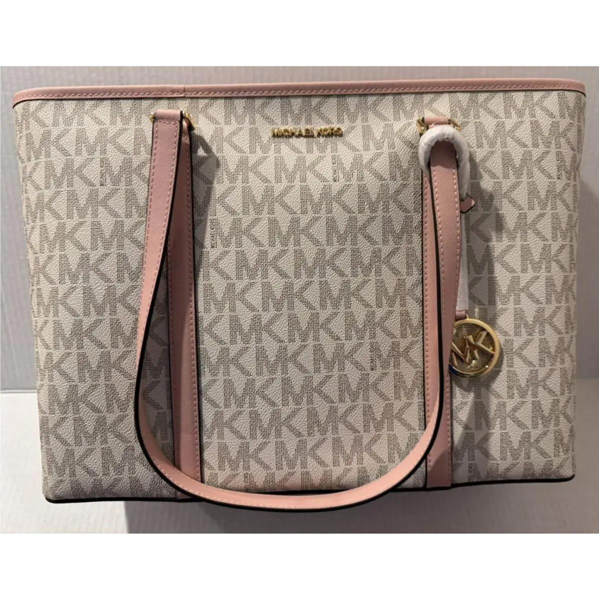 Michael Kors Sady Logo Large Multifunction Top Zip Tote Bag Rose Gold