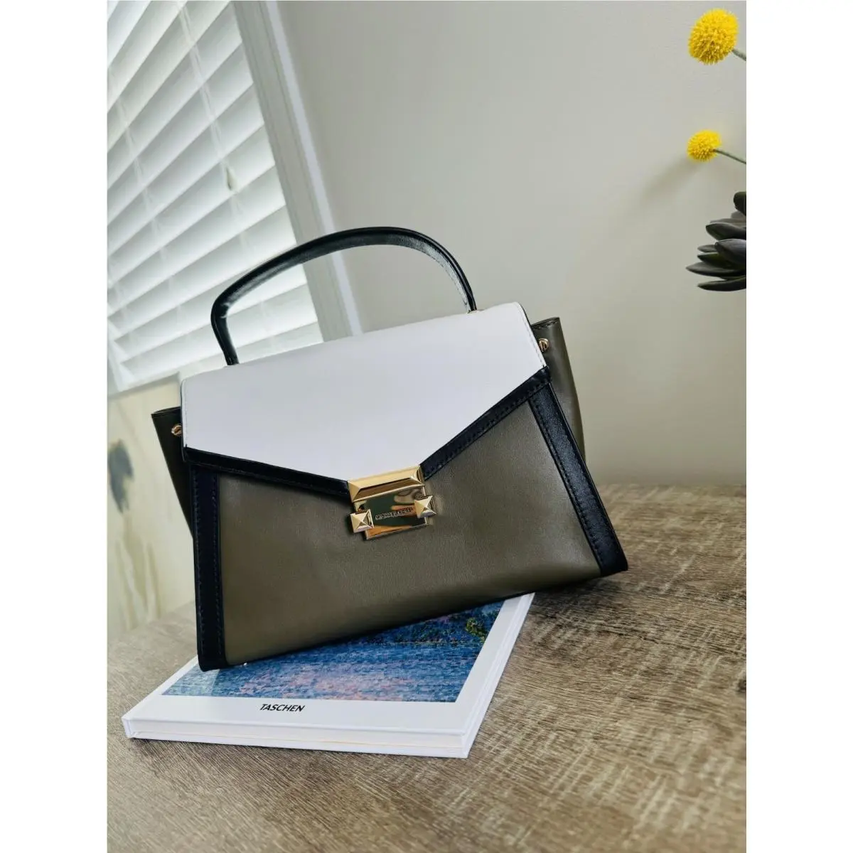 Michael Kors Whitney Medium Top Handle Satchel Crossbody Bag In Olive Multi