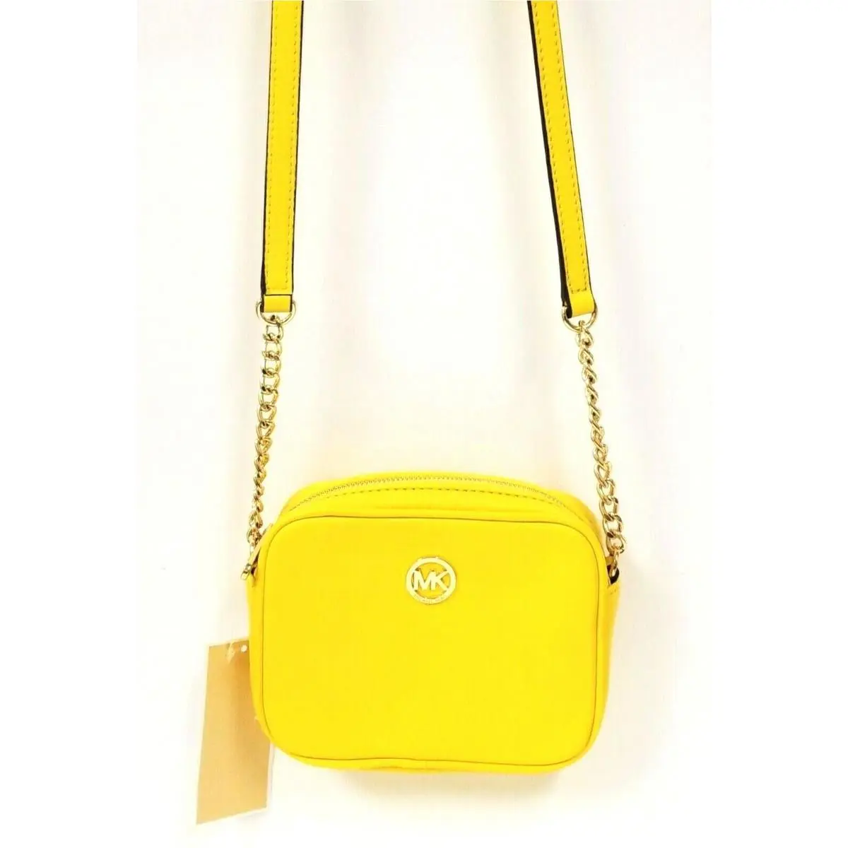 Michael Kors Fulton Yellow Citrus Leather Small Crossbody Hand Bag