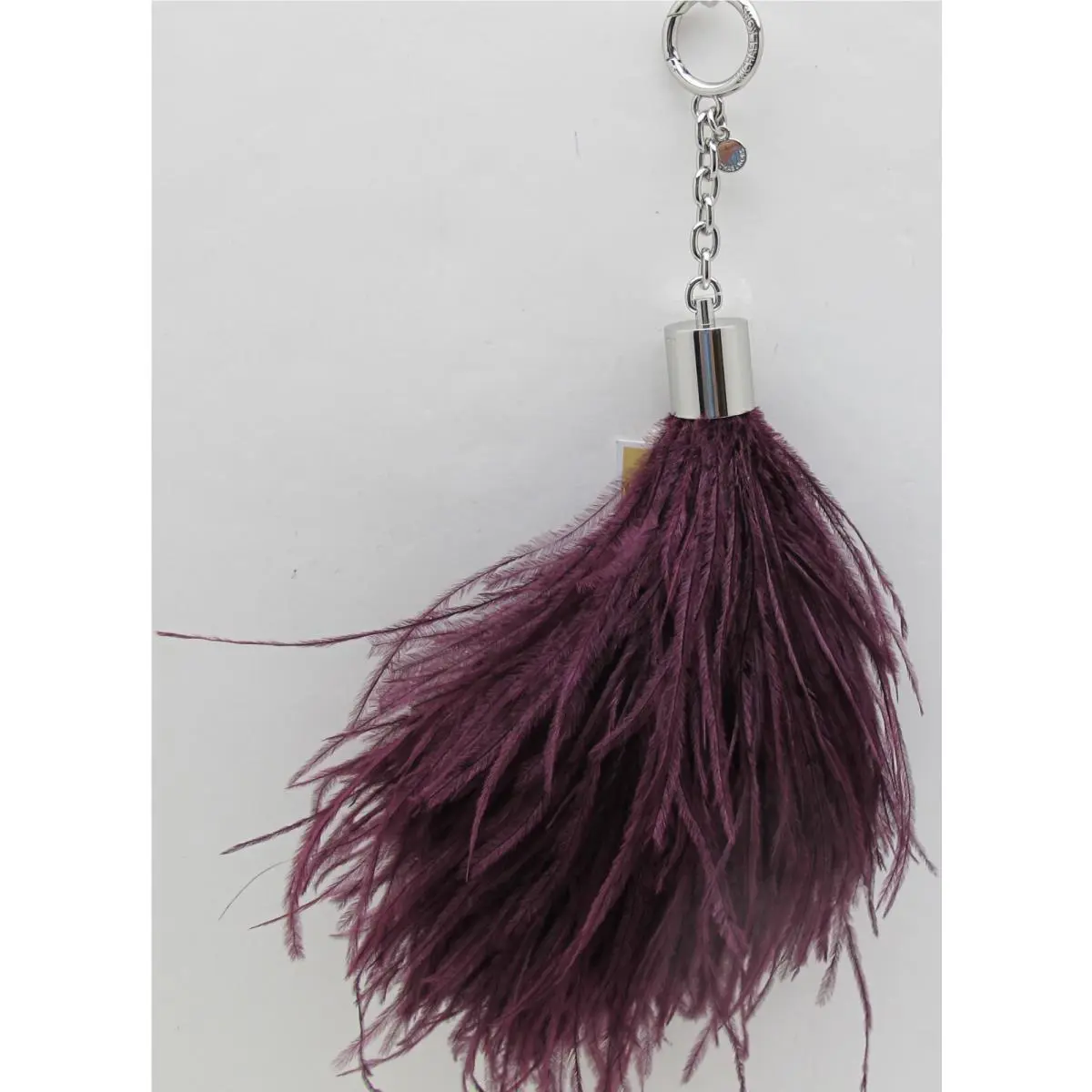 Michael Kors Ostrich Feather Key Ring Purse Charms Damson/silver Limited Ed