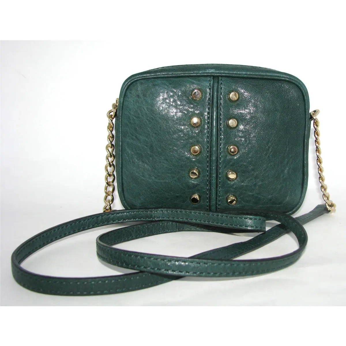 Michael Kors Uptown Astor Hunter Green Leather Chain Crossbody Hand Bag